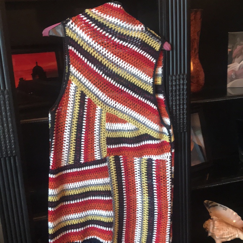 Knit long sweater vest